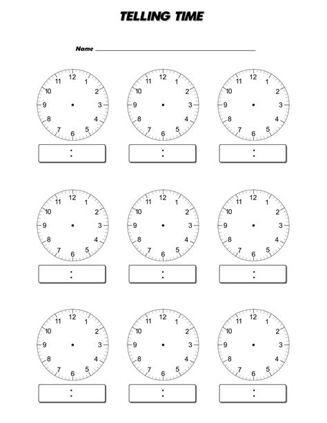 Blank Clock Face Worksheets Printable